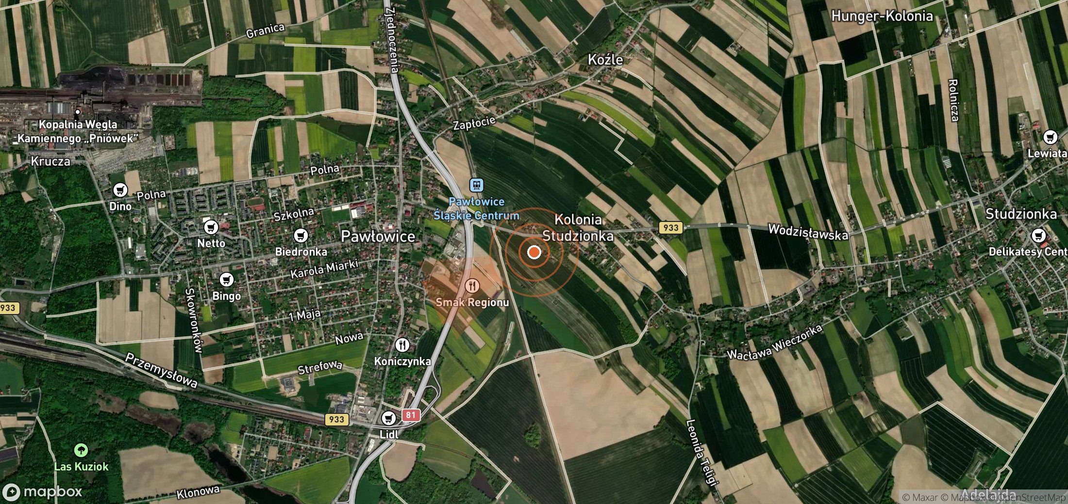 Satellite map of methane plume locations in Poland