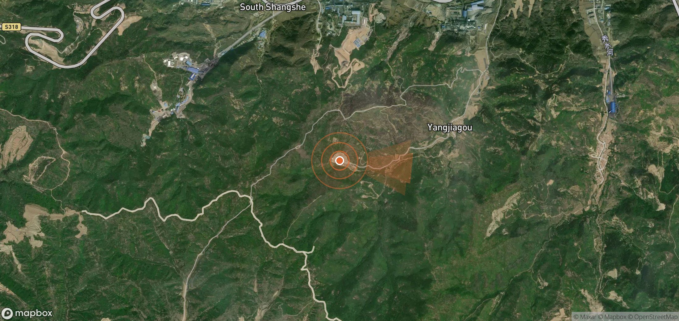 Satellite map of methane plume locations in China