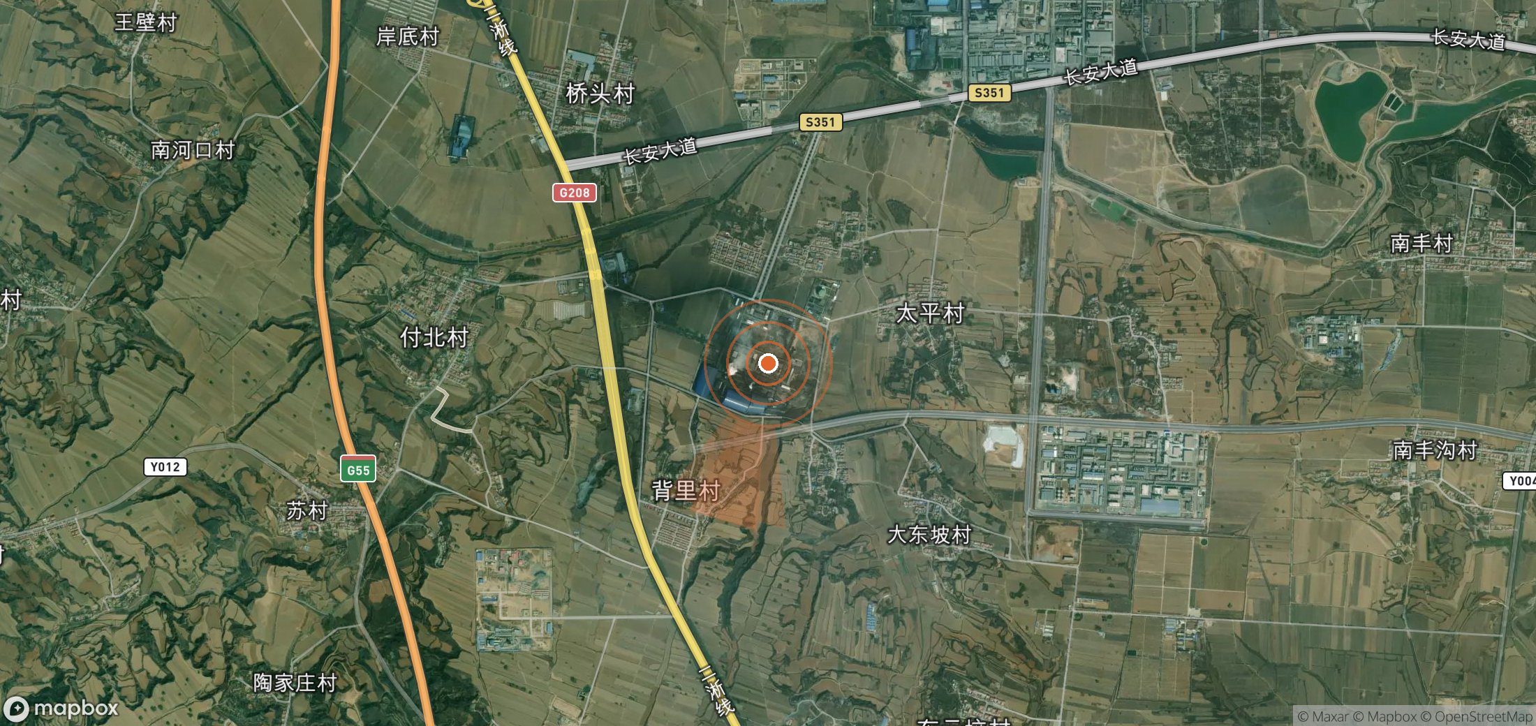 Satellite map of methane plume locations in China