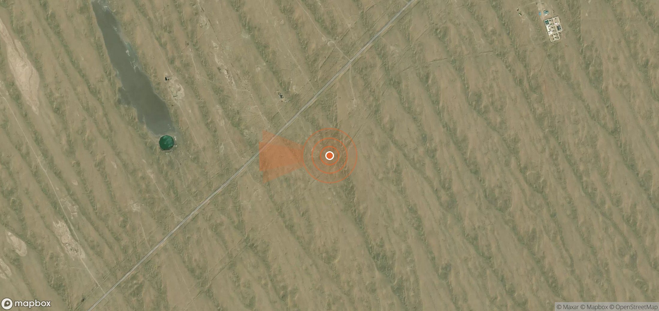 Satellite map of methane plume locations in Turkmenistan