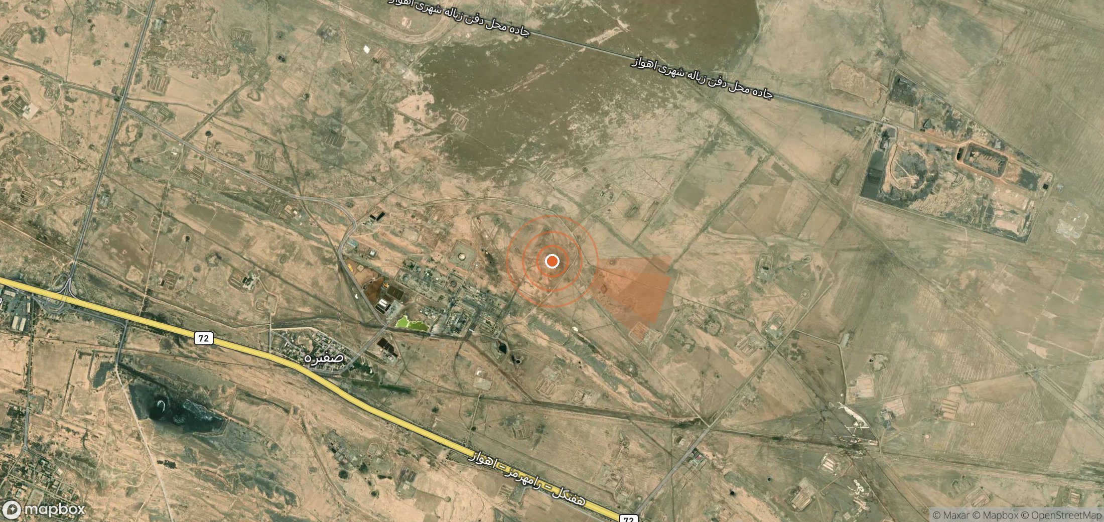 Satellite map of methane plume locations in Iran