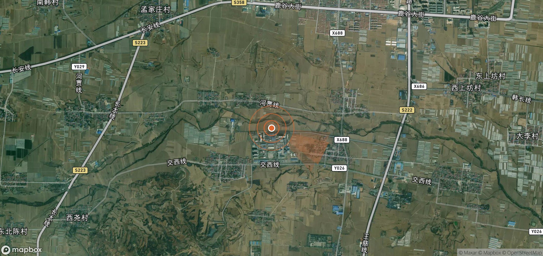 Satellite map of methane plume locations in China
