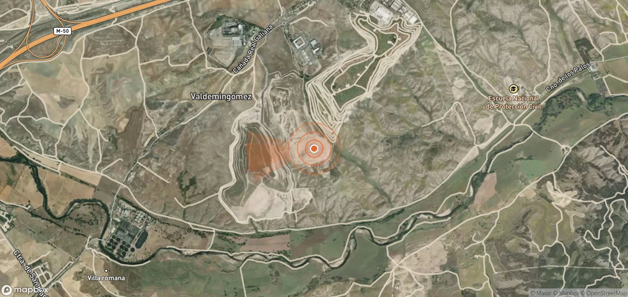 Mapa satelital de plumas de metano en España