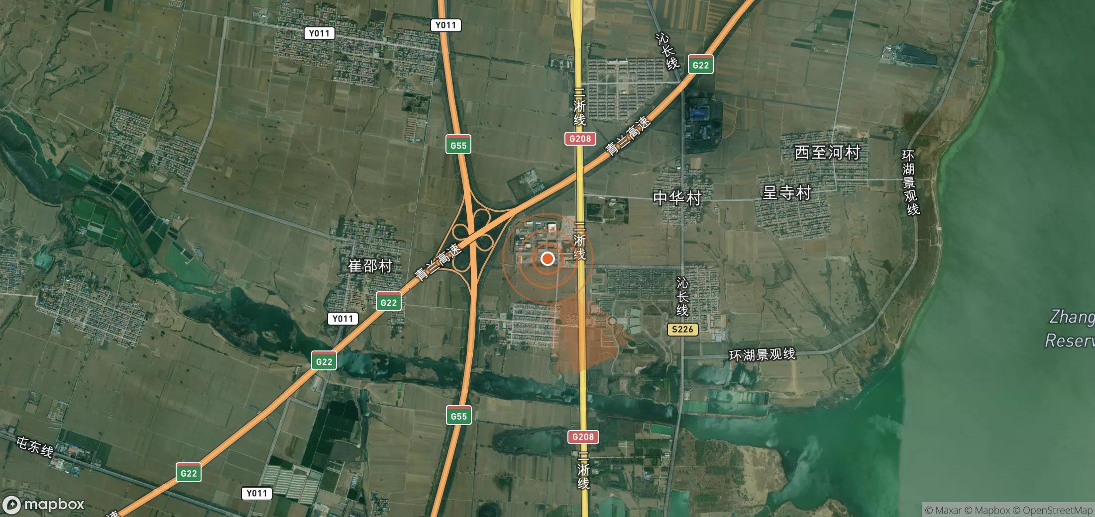 Satellite map of methane plume locations in China