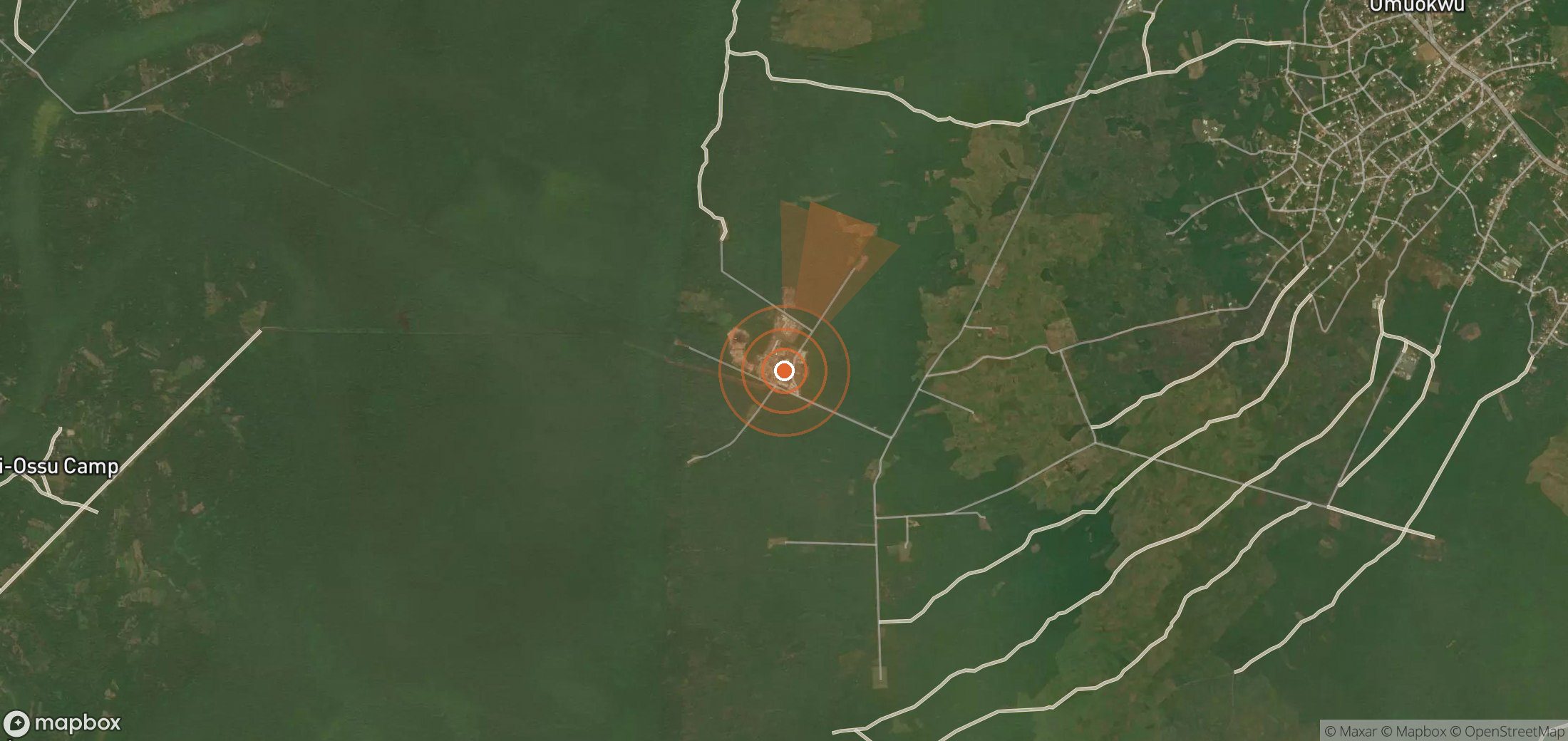 Mapa satelital de plumas de metano en Nigeria