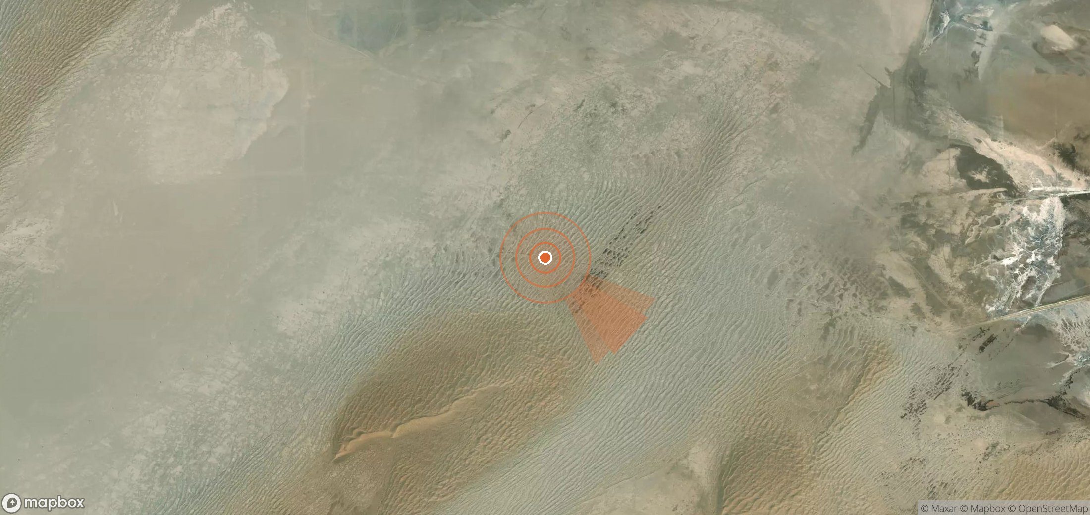 Satellite map of methane plume locations in Turkmenistan