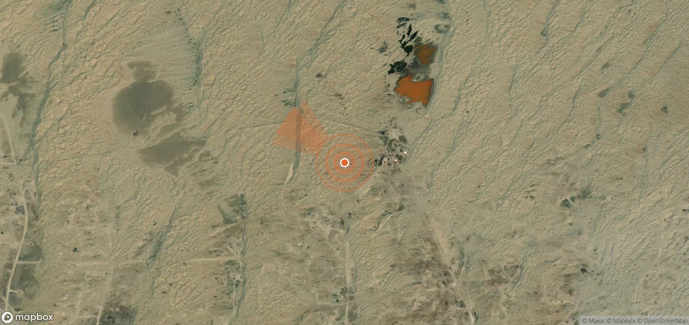 Satellite map of methane plume locations in Turkmenistan