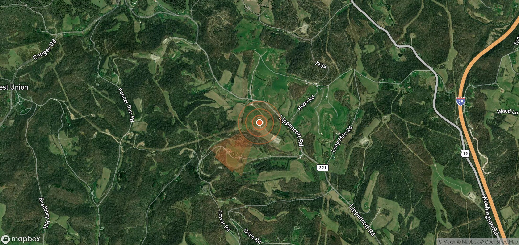 Satellite map of methane plume locations in United States