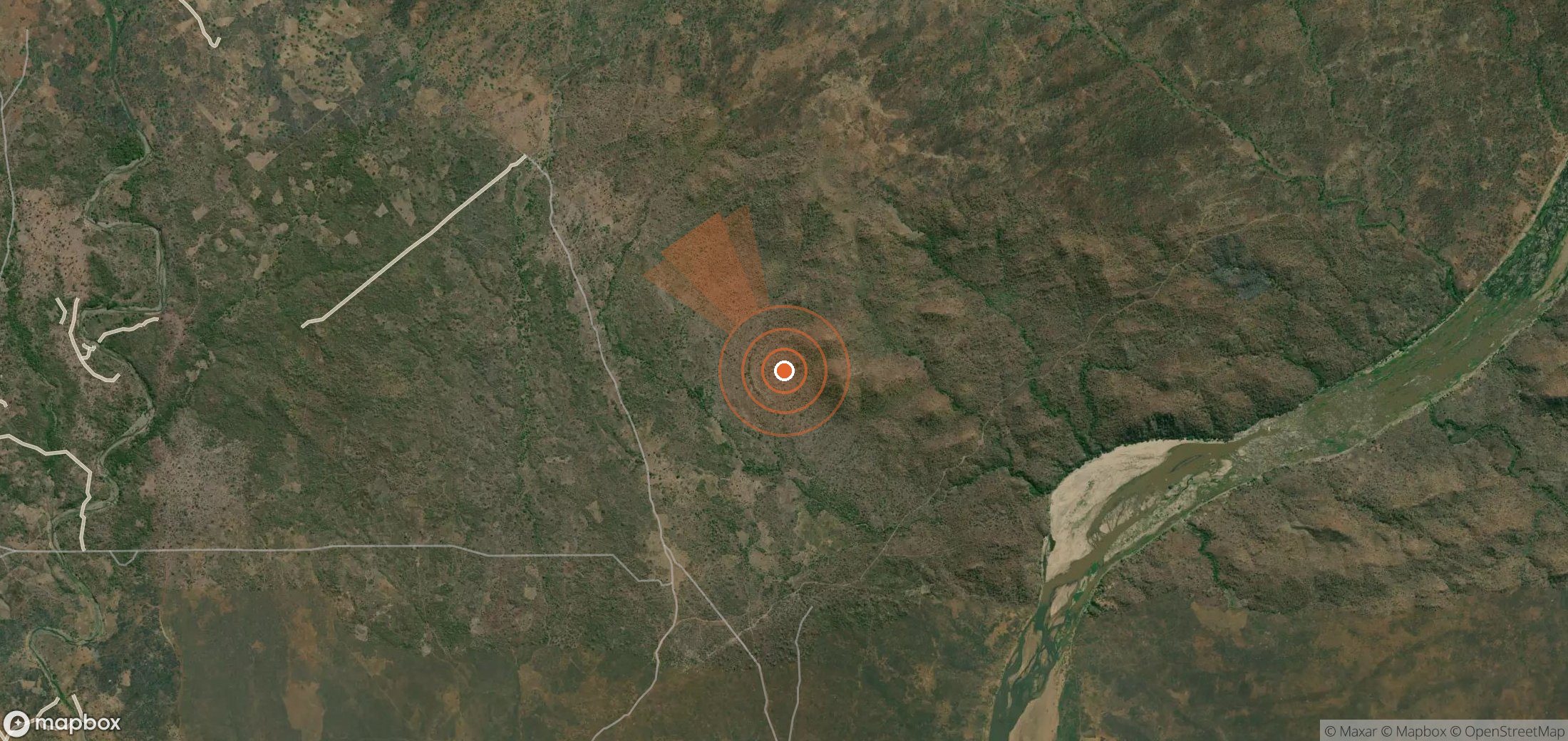 Satellite map of methane plume locations in Mozambique