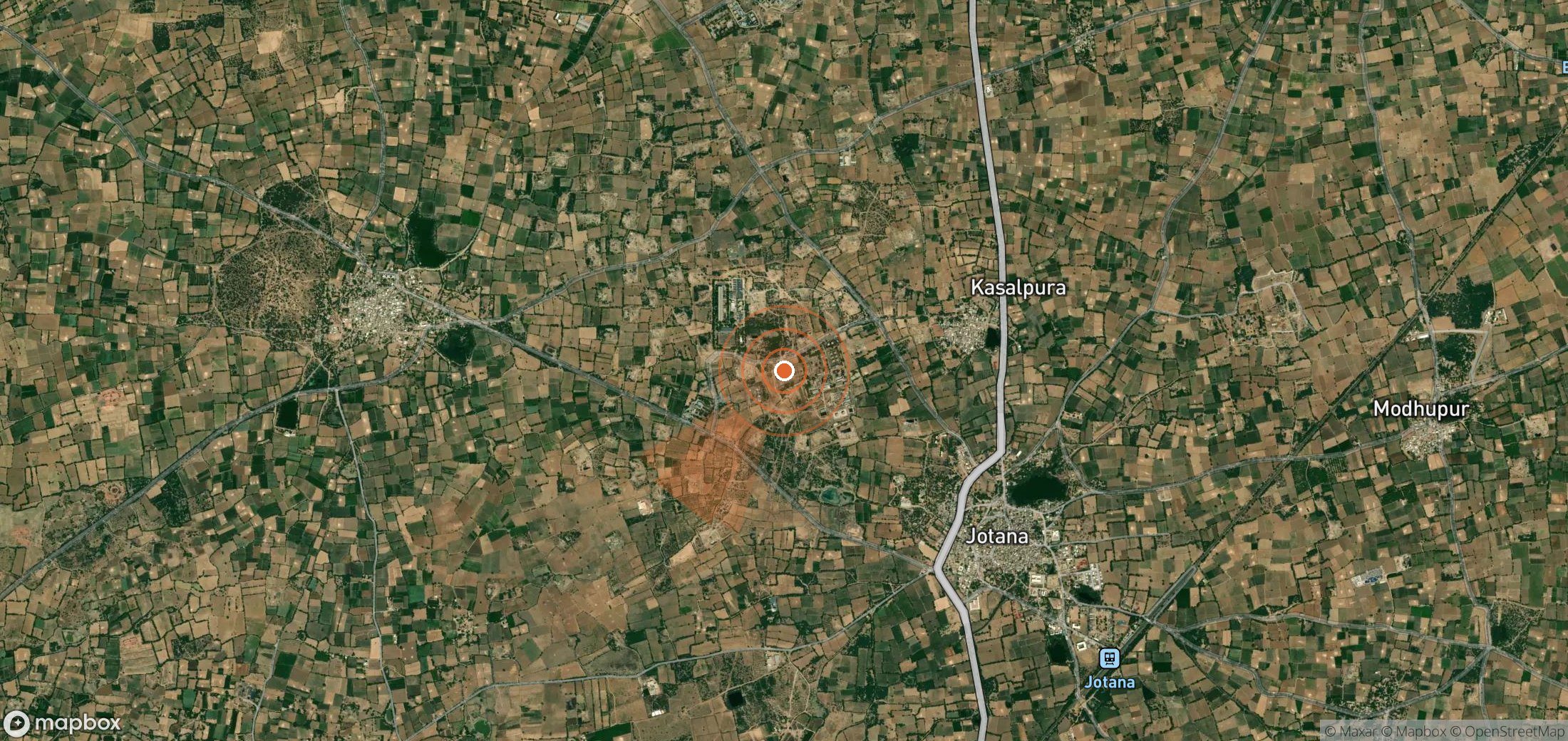 Satellite map of methane plume locations in India