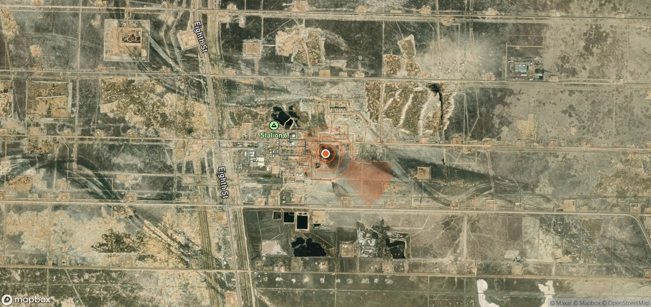 Satellite map of methane plume locations in Iraq