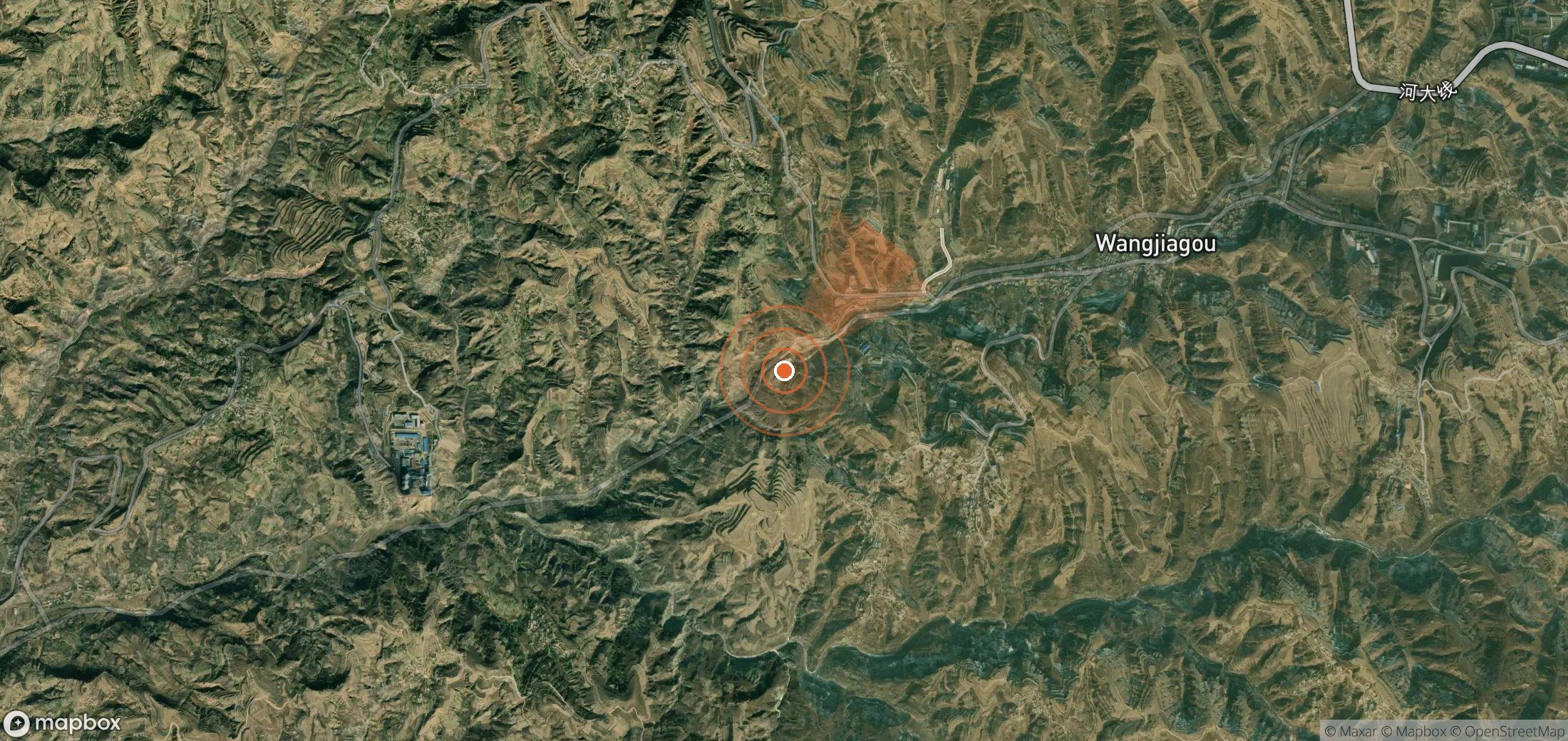 Mapa satelital de plumas de metano en China