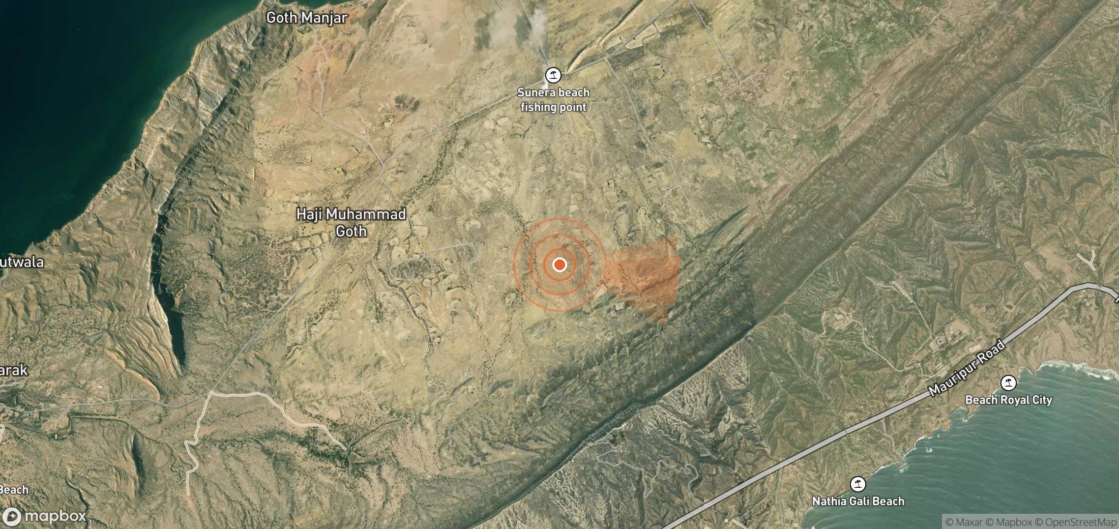 Satellite map of methane plume locations in Pakistan