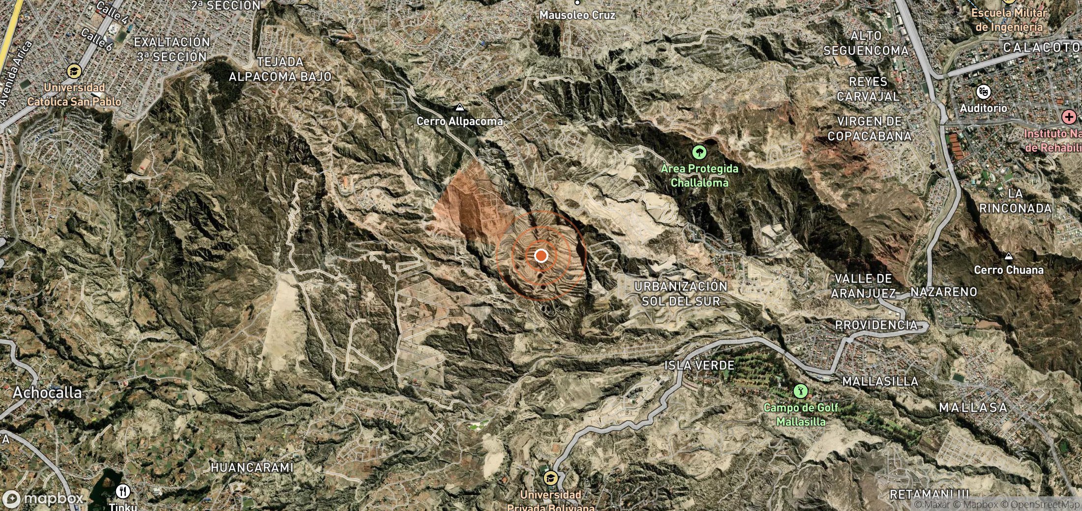 Satellite map of methane plume locations in Bolivia