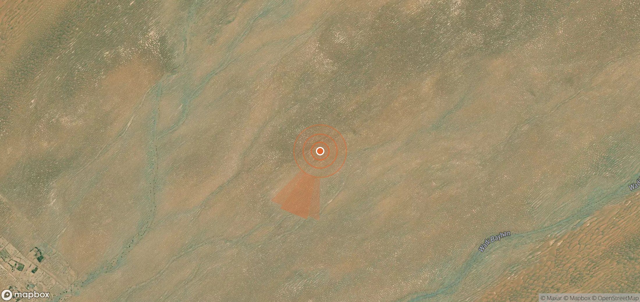 Mapa satelital de plumas de metano en Yemen