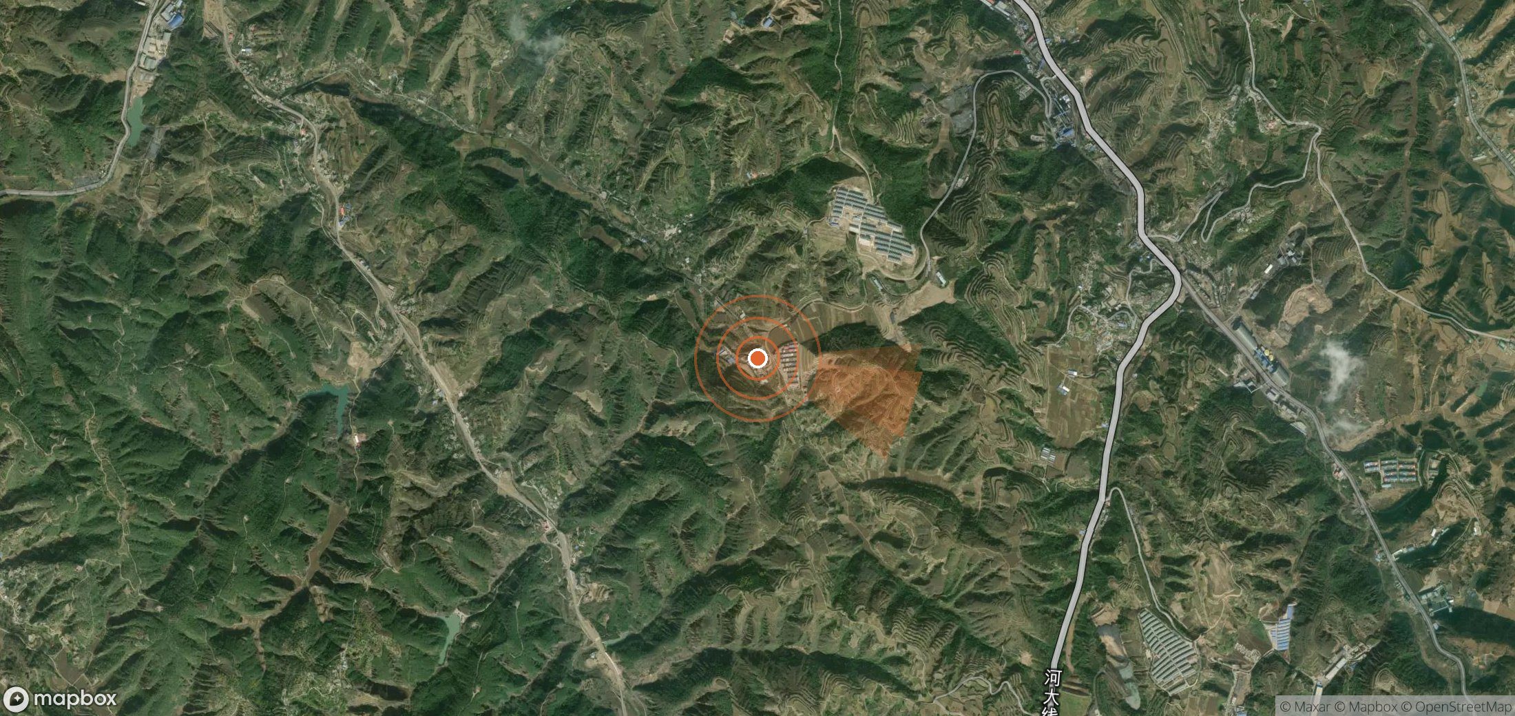 Satellite map of methane plume locations in China