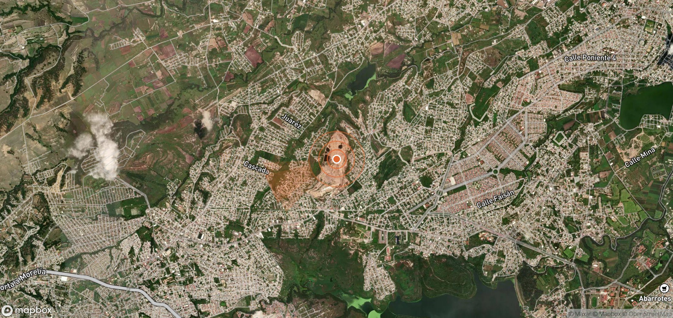 Satellite map of methane plume locations in Mexico