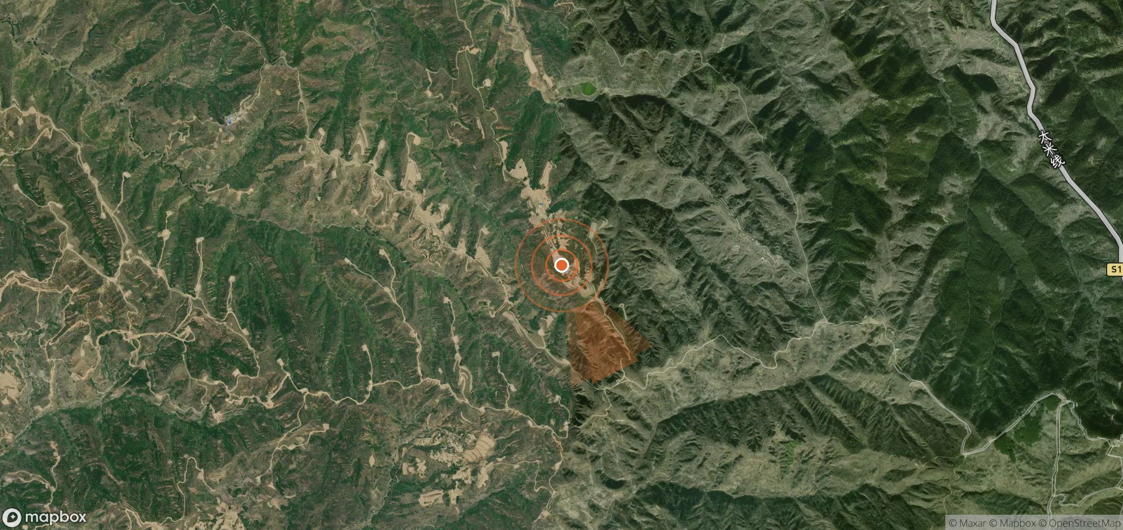 Satellite map of methane plume locations in China