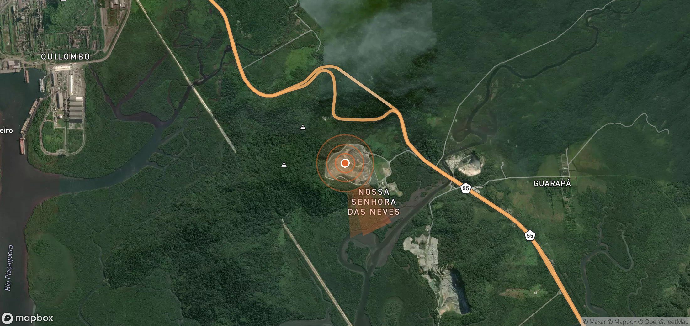 Mapa satelital de plumas de metano en Brasil