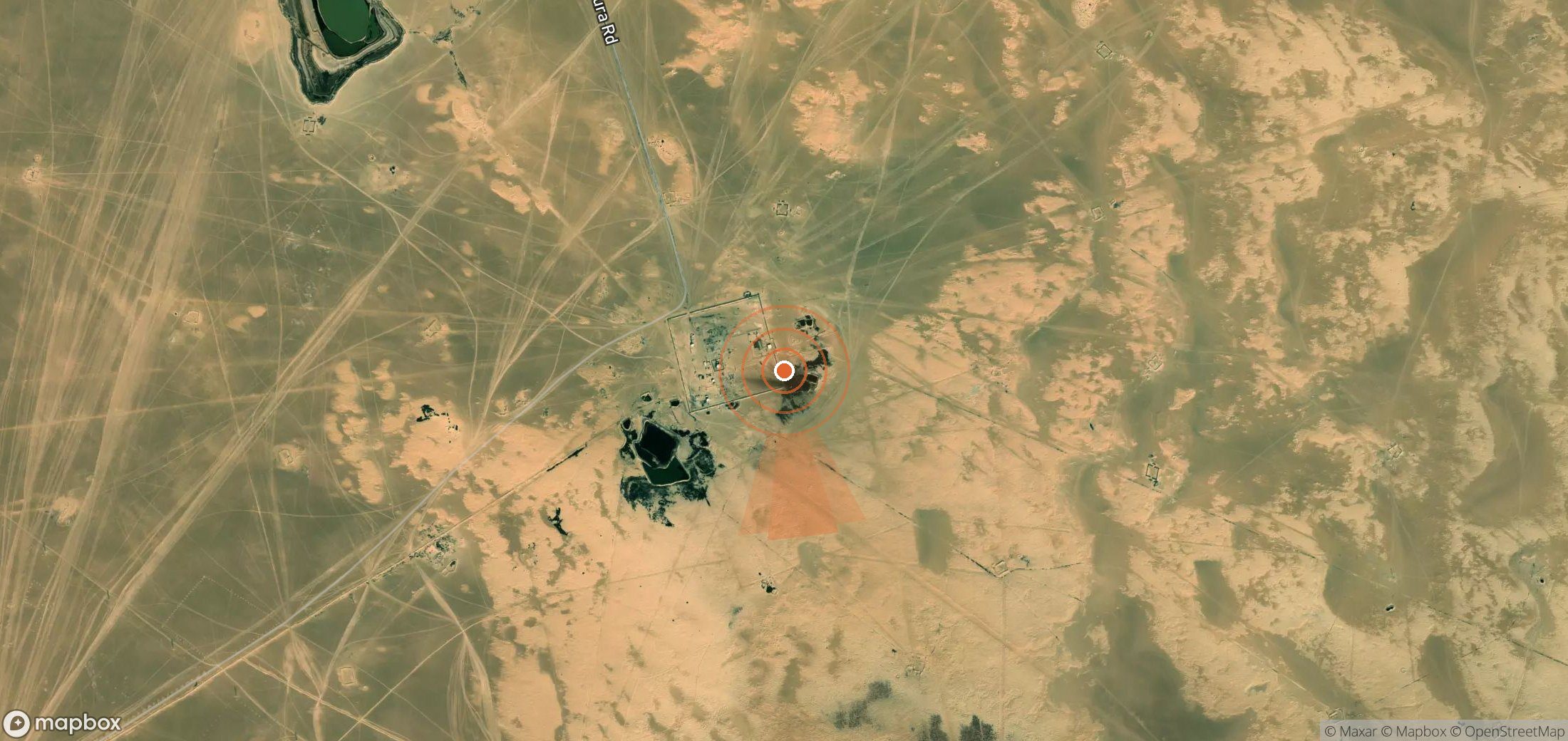 Satellite map of methane plume locations in Libya