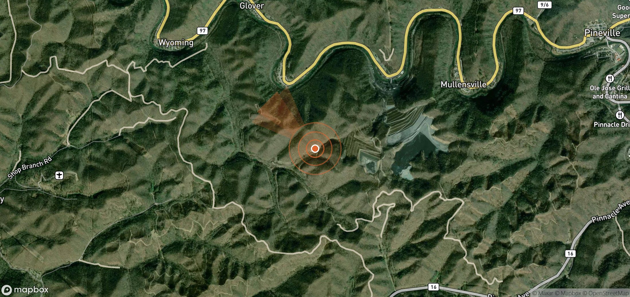 Satellite map of methane plume locations in United States