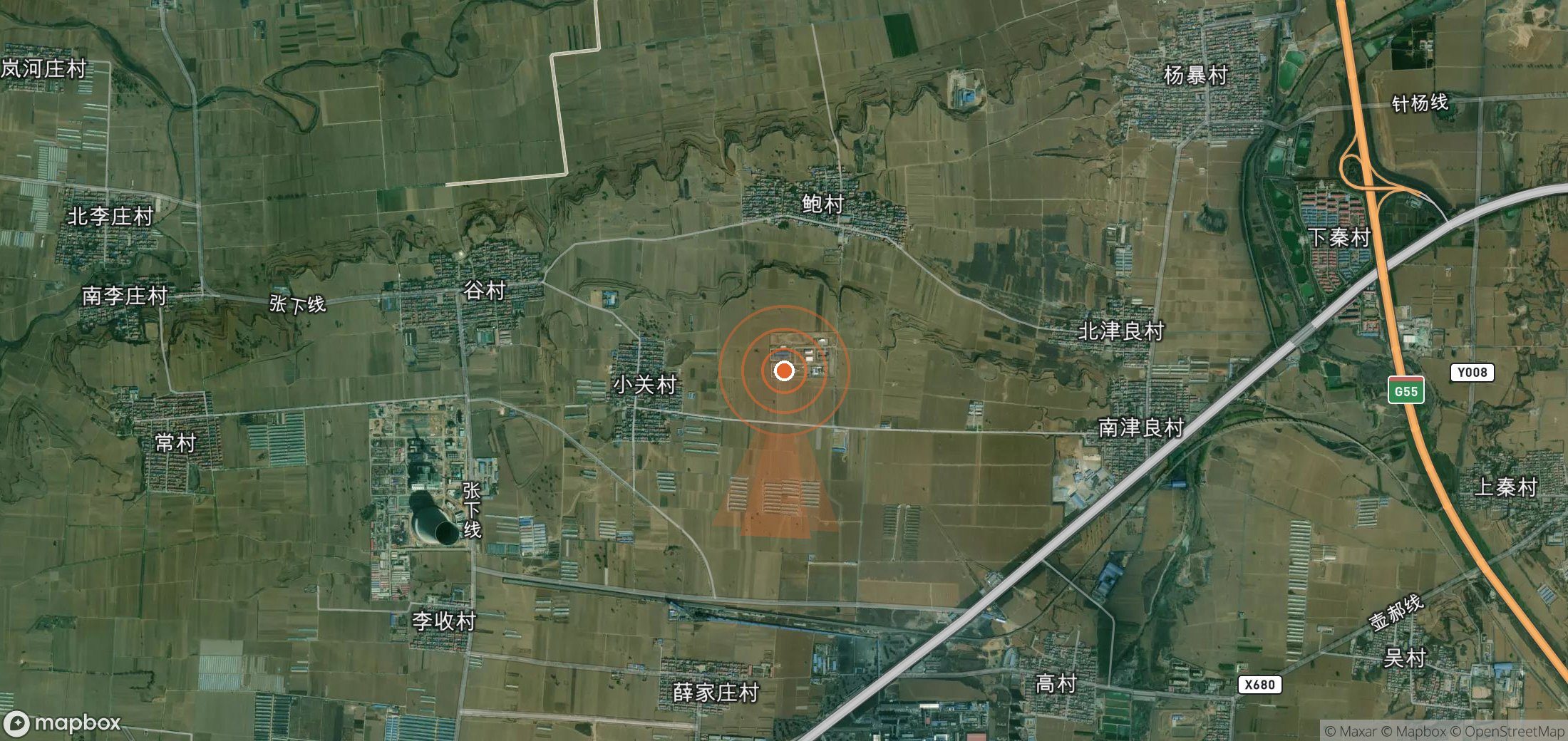 Satellite map of methane plume locations in China