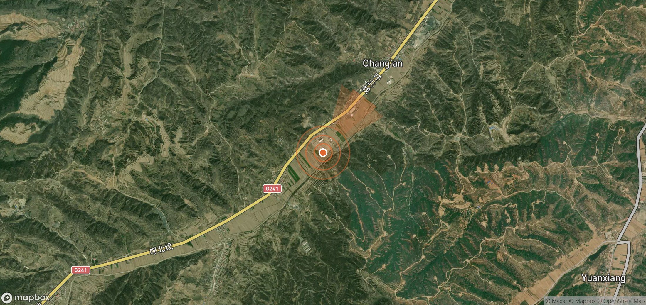 Satellite map of methane plume locations in China