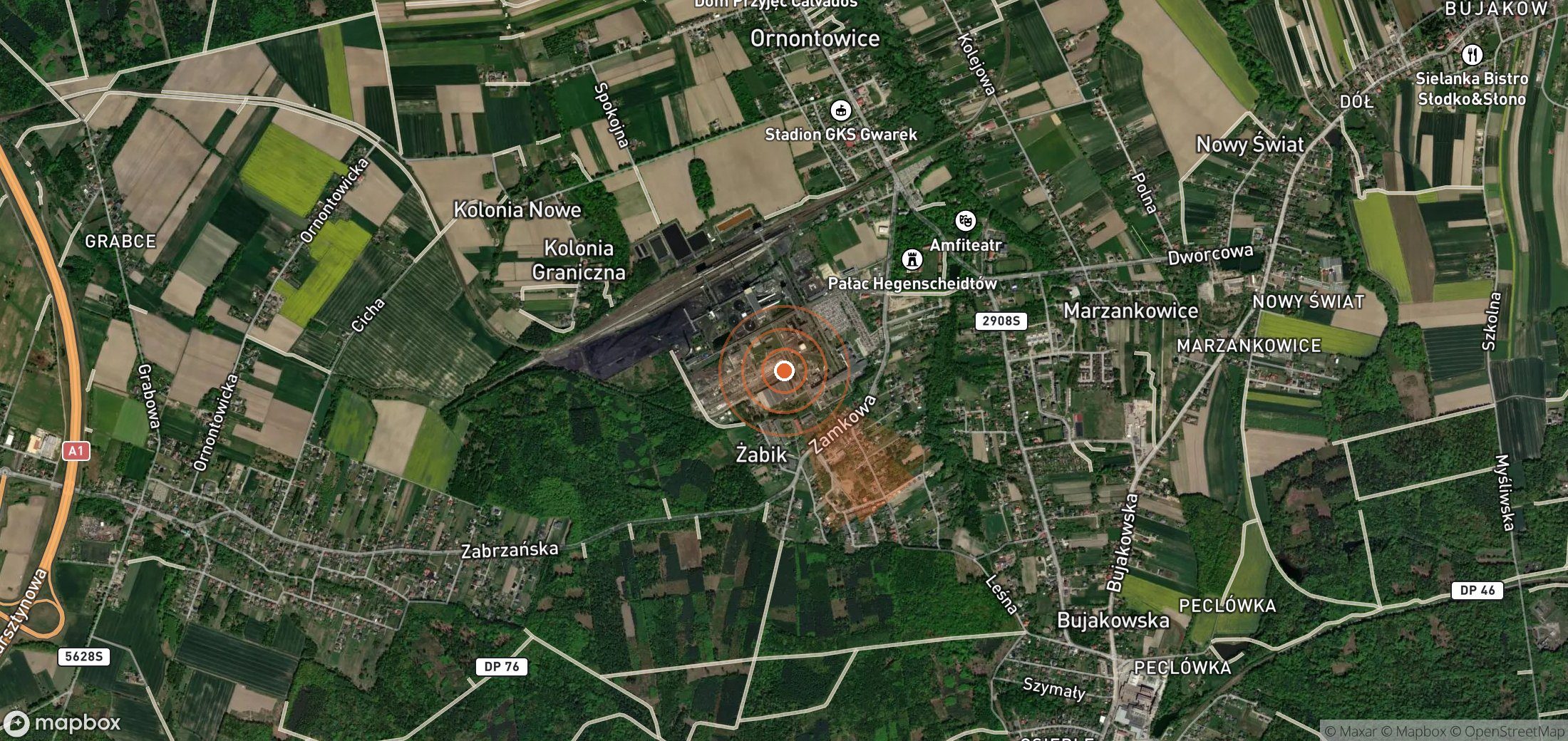 Satellite map of methane plume locations in Poland