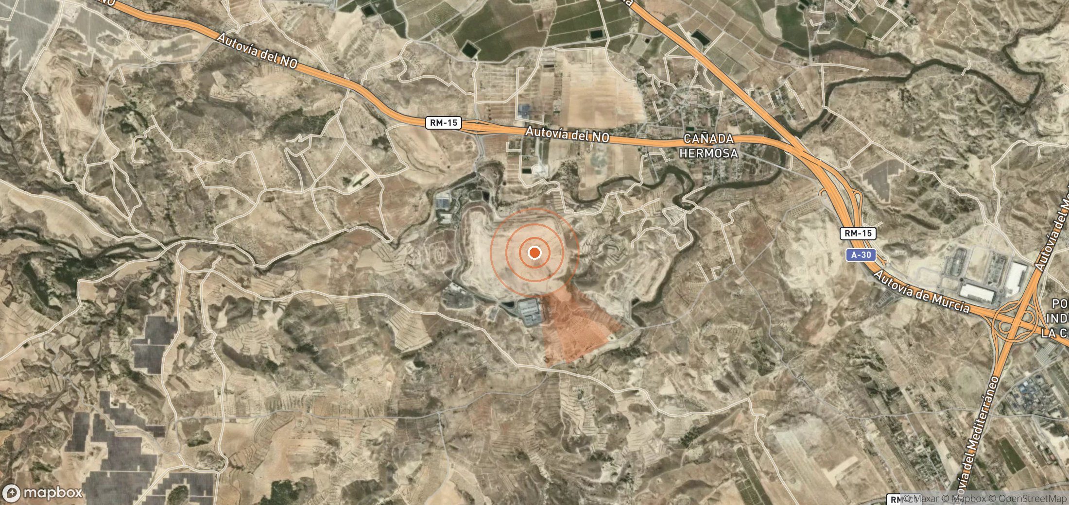 Mapa satelital de plumas de metano en España