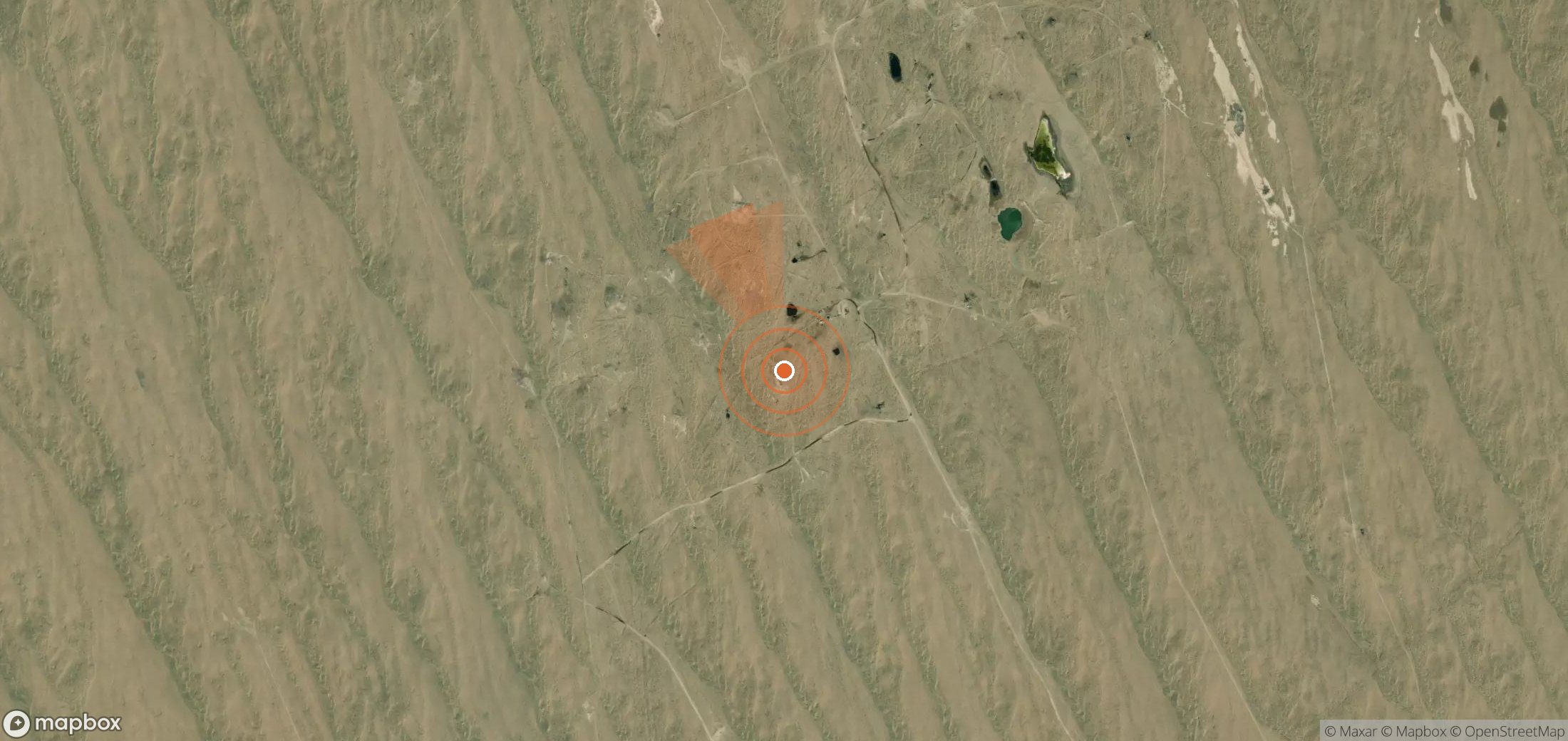 Satellite map of methane plume locations in Turkmenistan