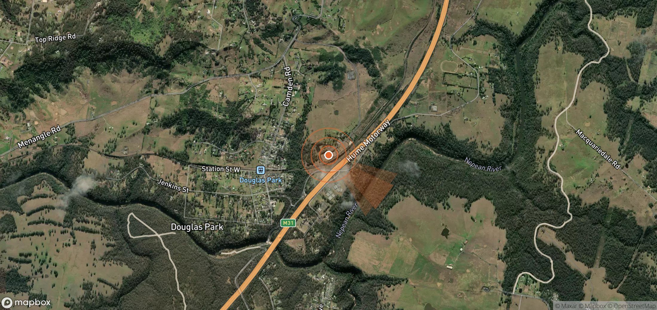 Satellite map of methane plume locations in Australia