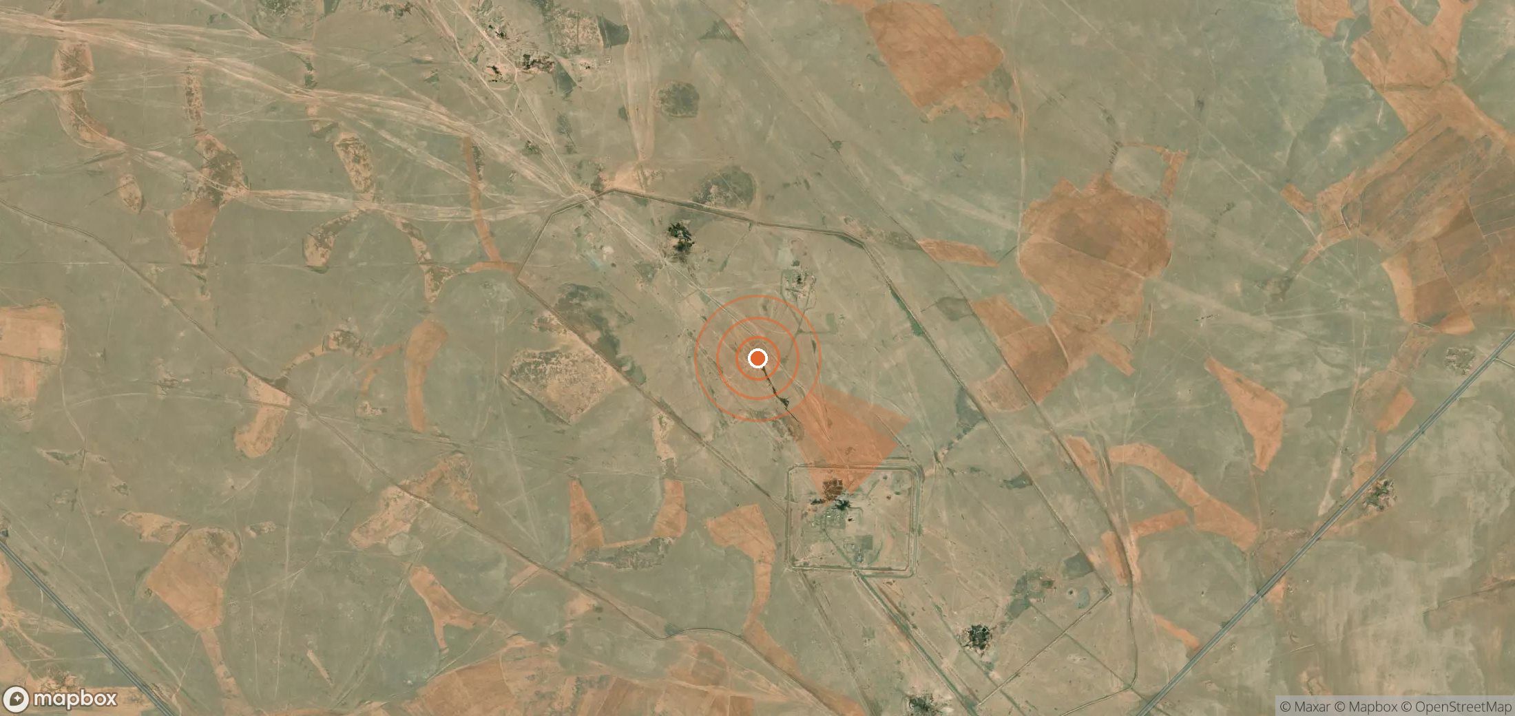 Satellite map of methane plume locations in Syria