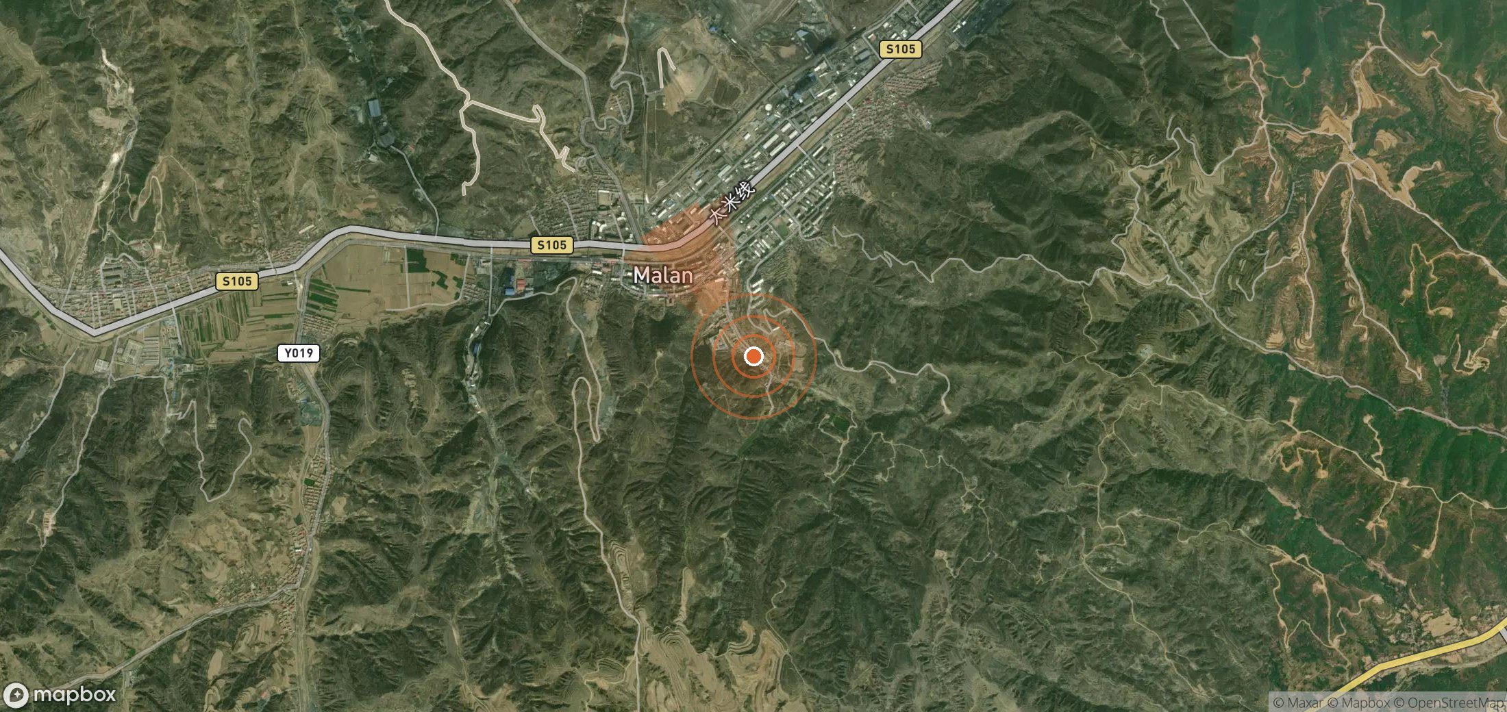 Mapa satelital de plumas de metano en China