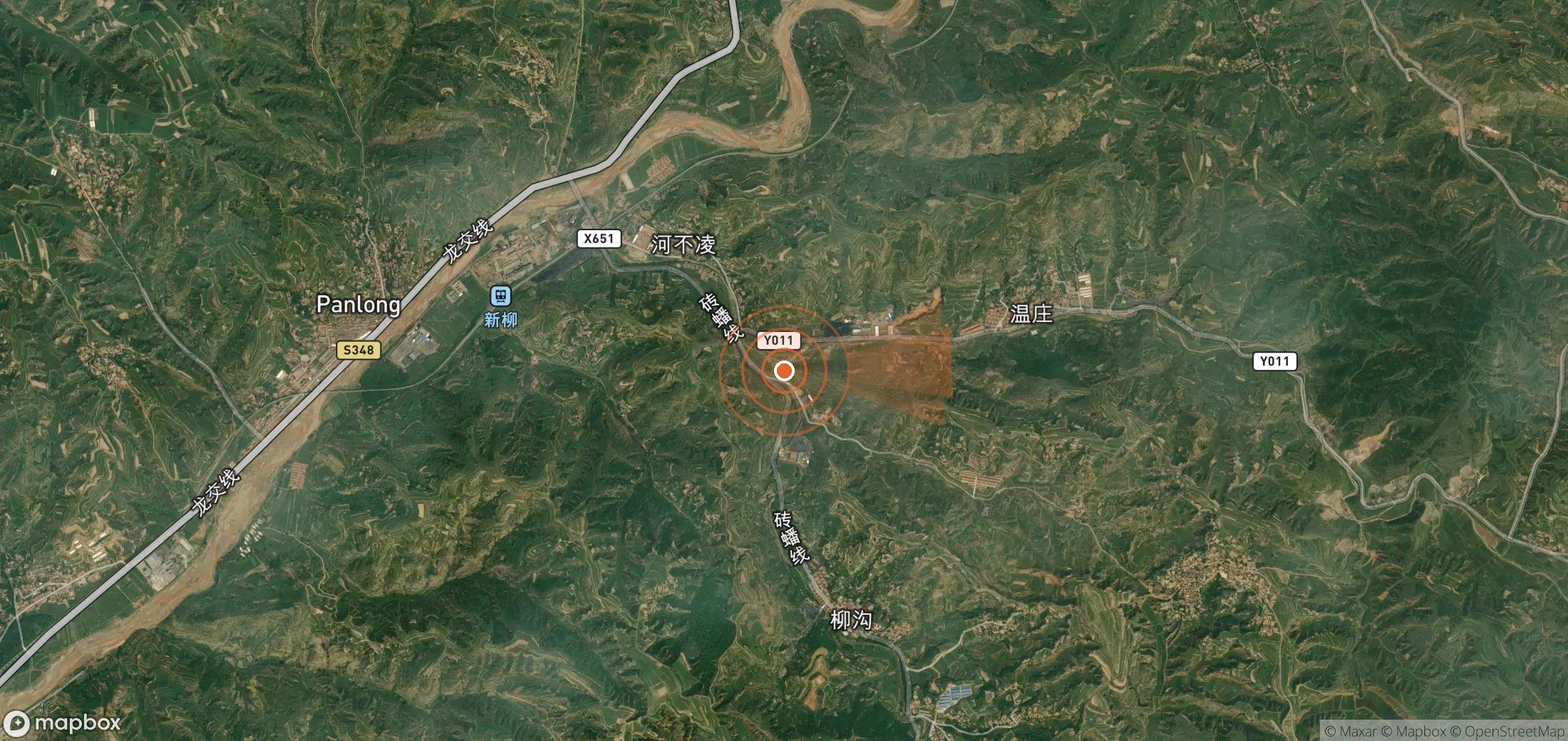 Satellite map of methane plume locations in China