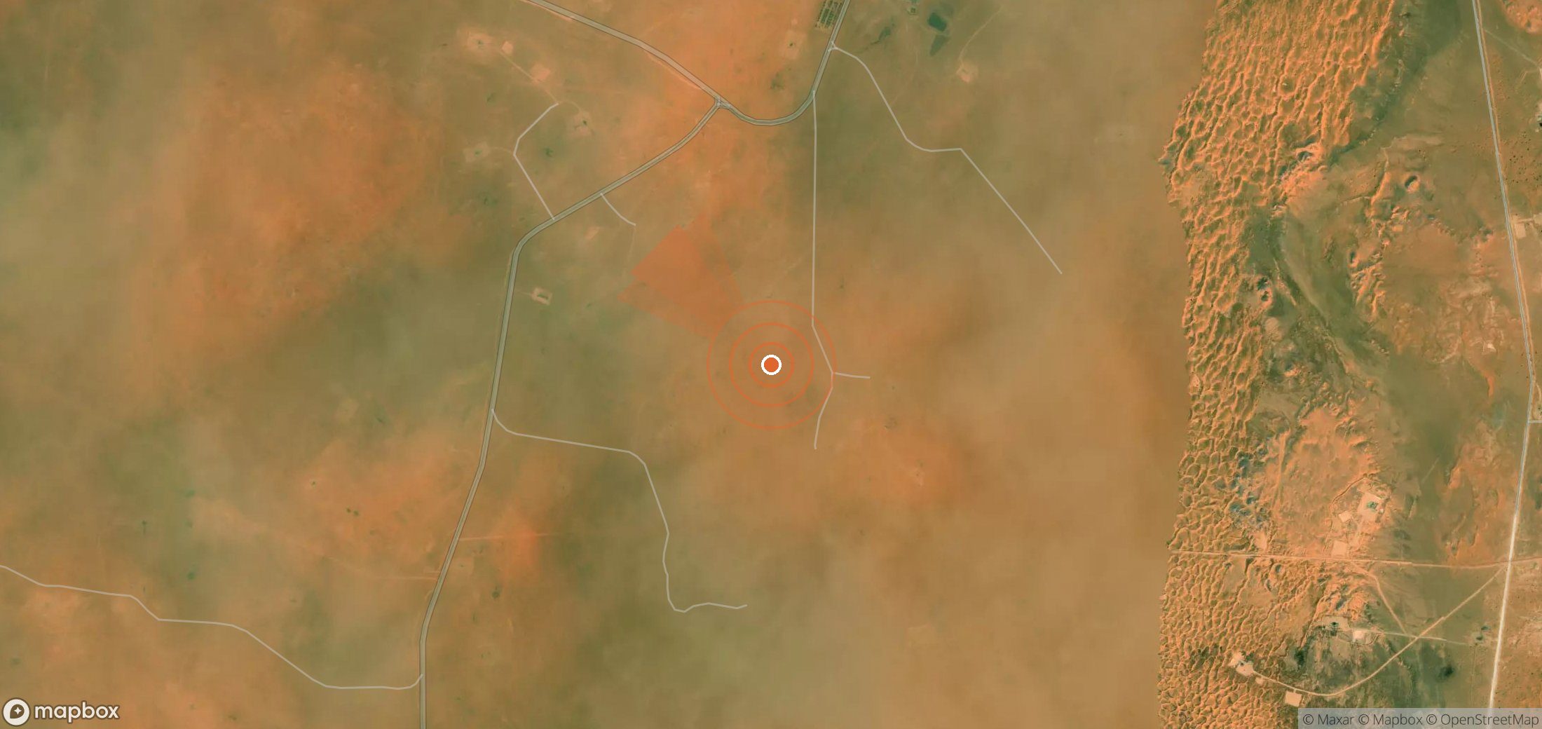 Satellite map of methane plume locations in Algeria