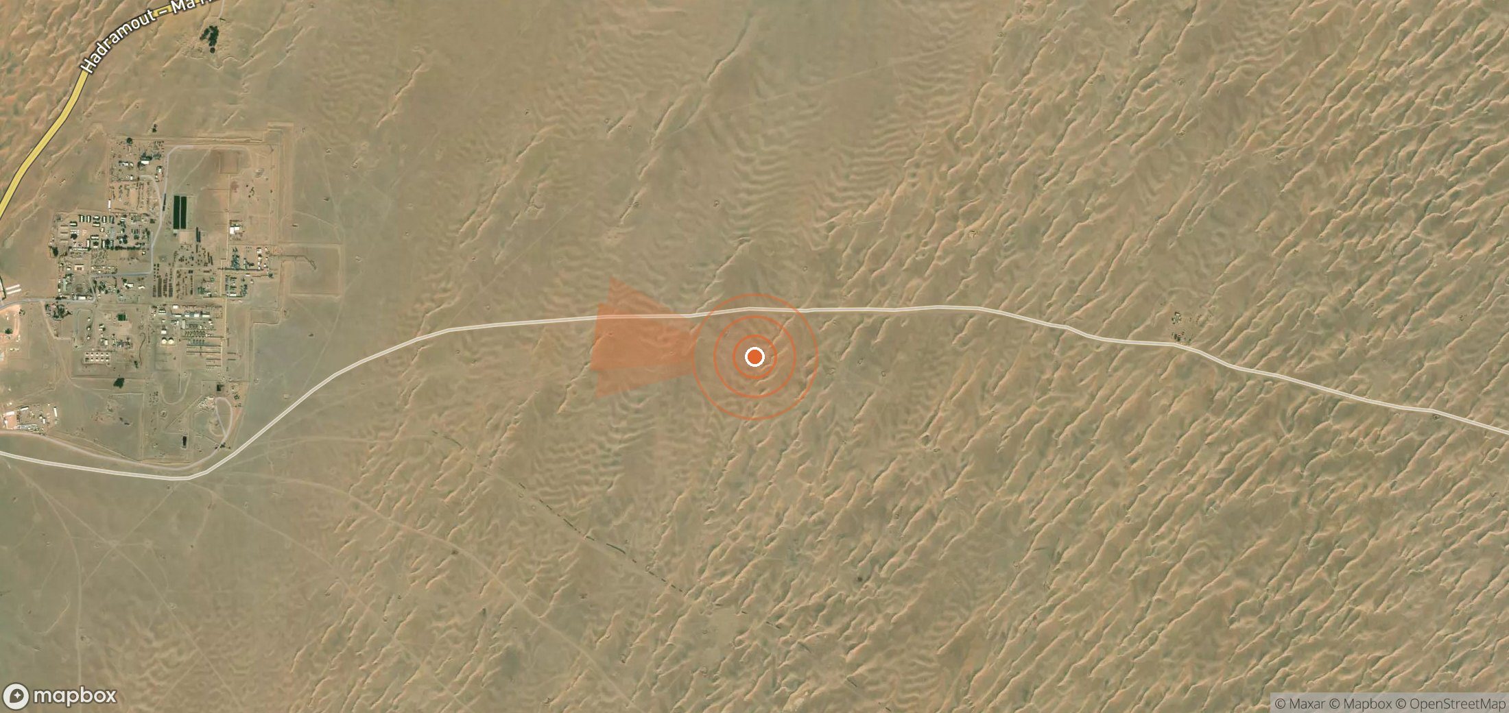 Satellite map of methane plume locations in Yemen