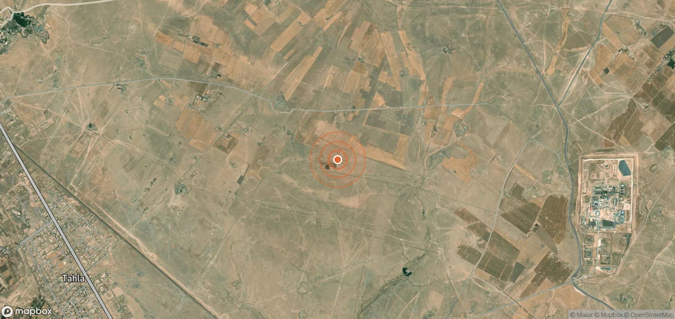 Satellite map of methane plume locations in Syria