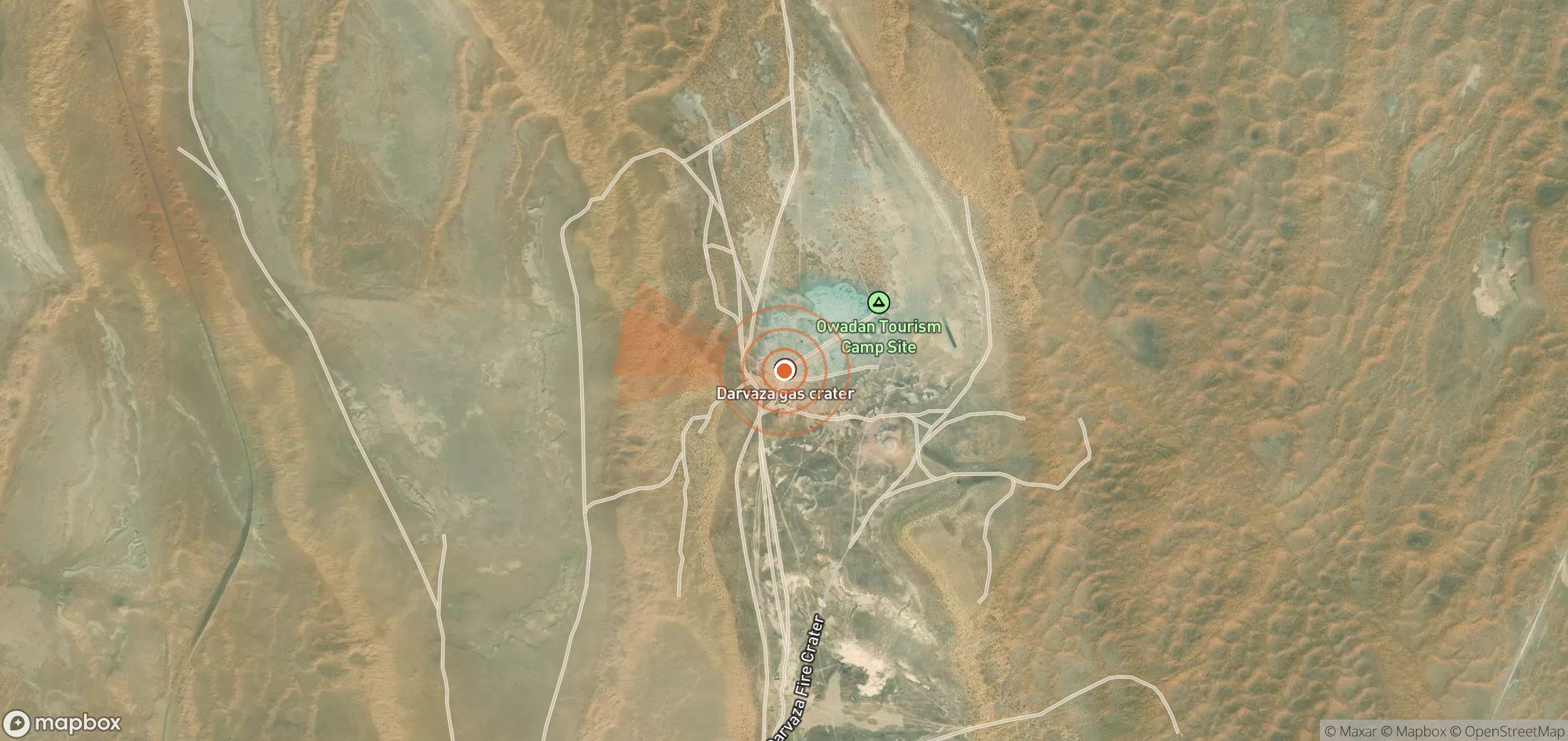Satellite map of methane plume locations in Turkmenistan