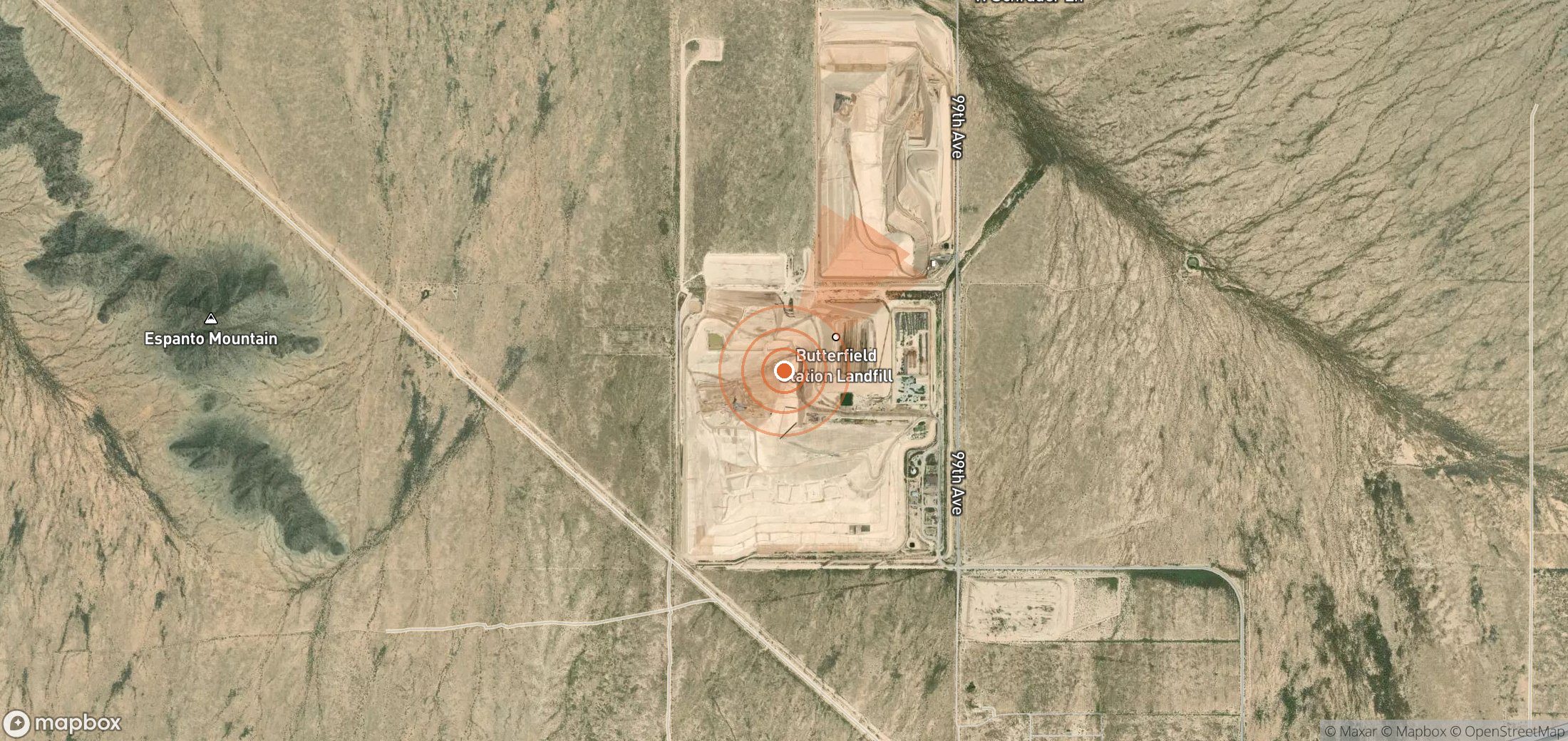Satellite map of methane plume locations in United States