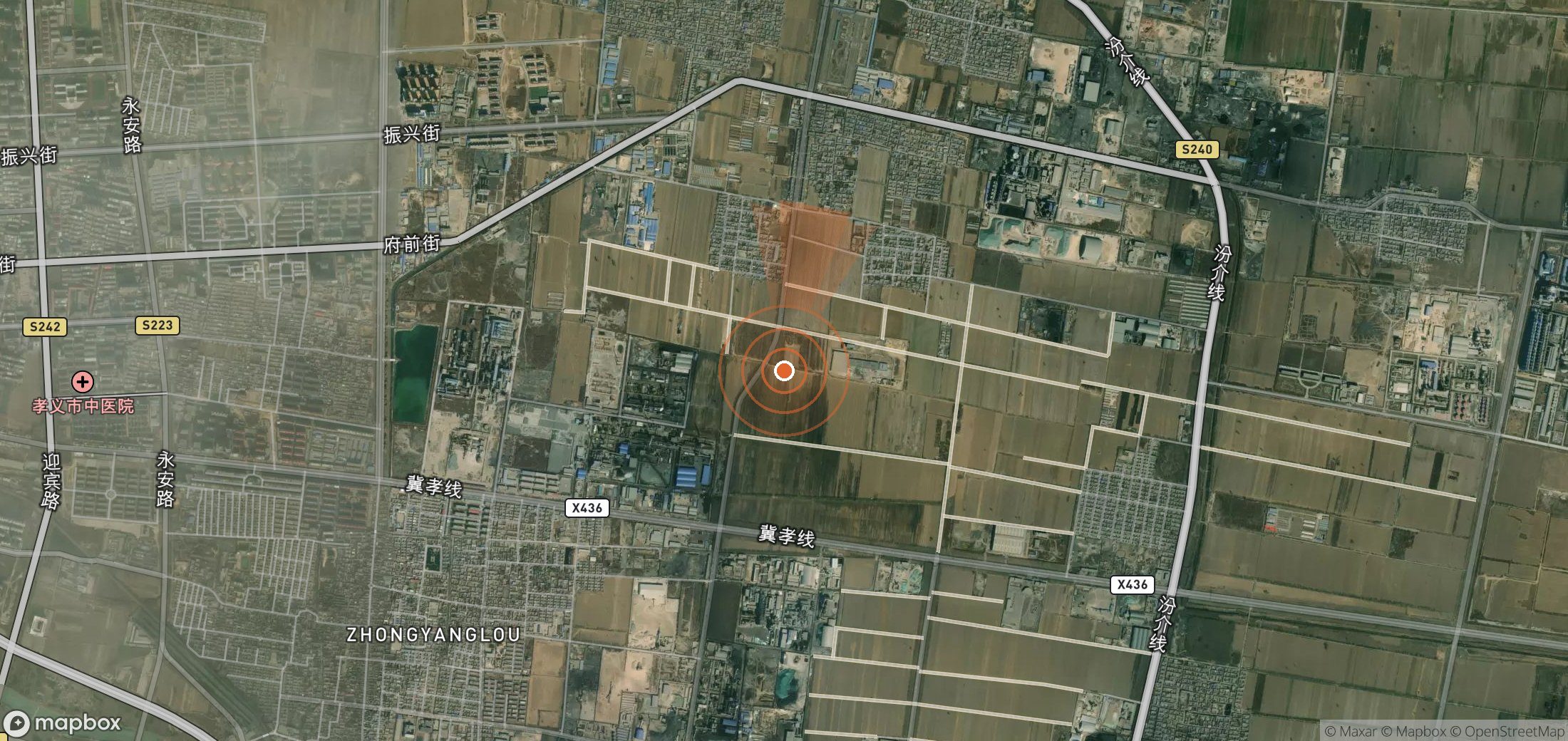 Satellite map of methane plume locations in China