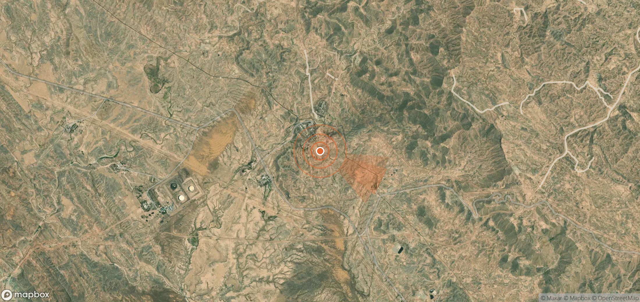 Mapa satelital de plumas de metano en Irán
