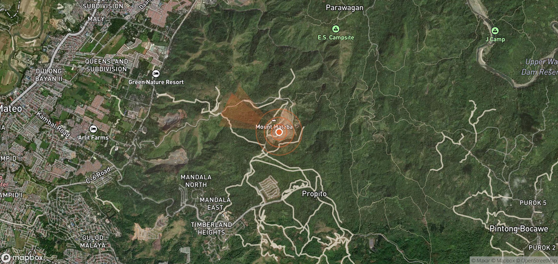 Satellite map of methane plume locations in Philippines