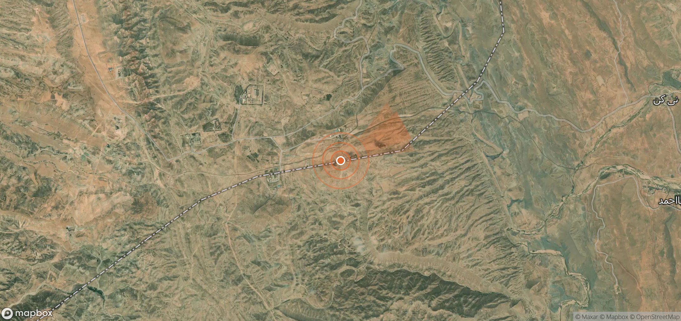 Satellite map of methane plume locations in Iran