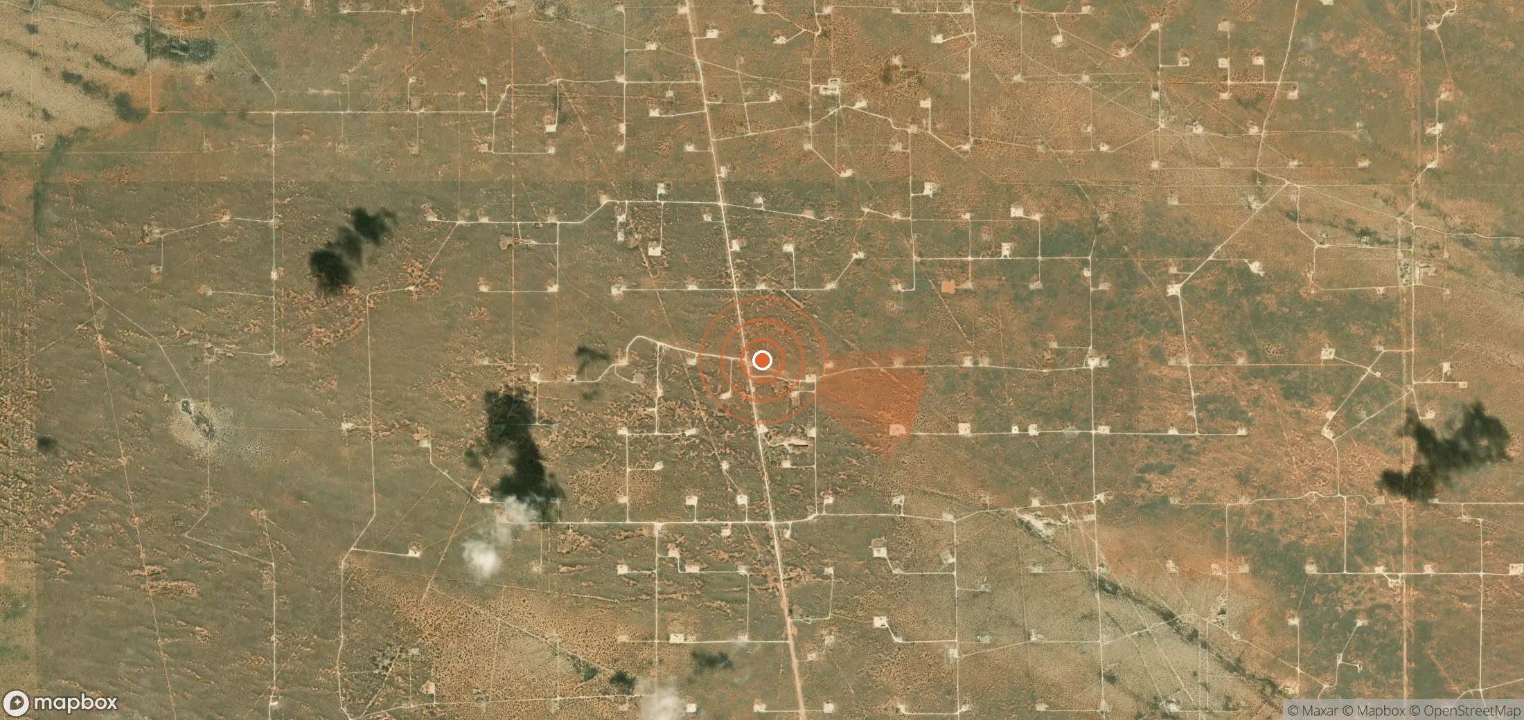 Satellite map of methane plume locations in United States