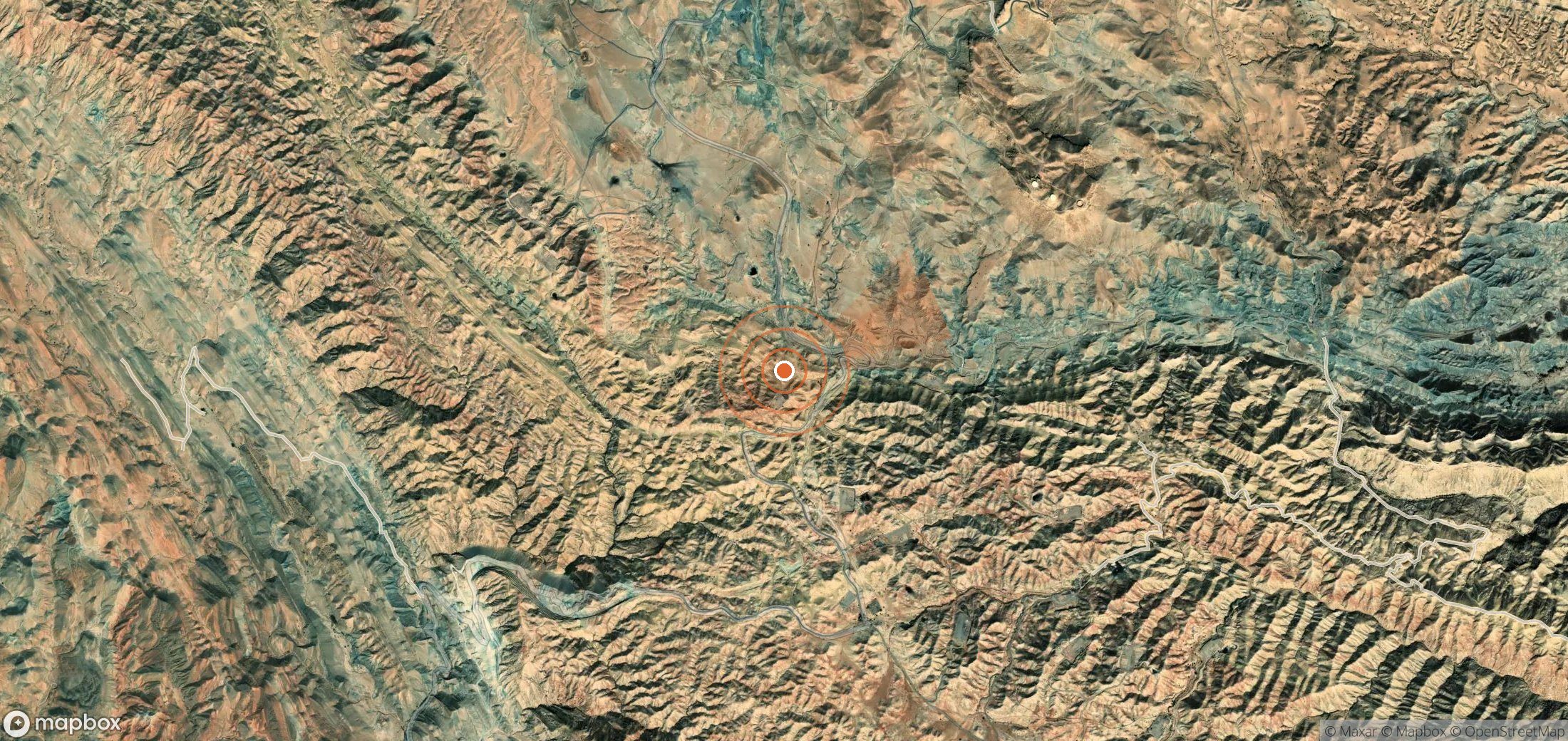 Satellite map of methane plume locations in Iran