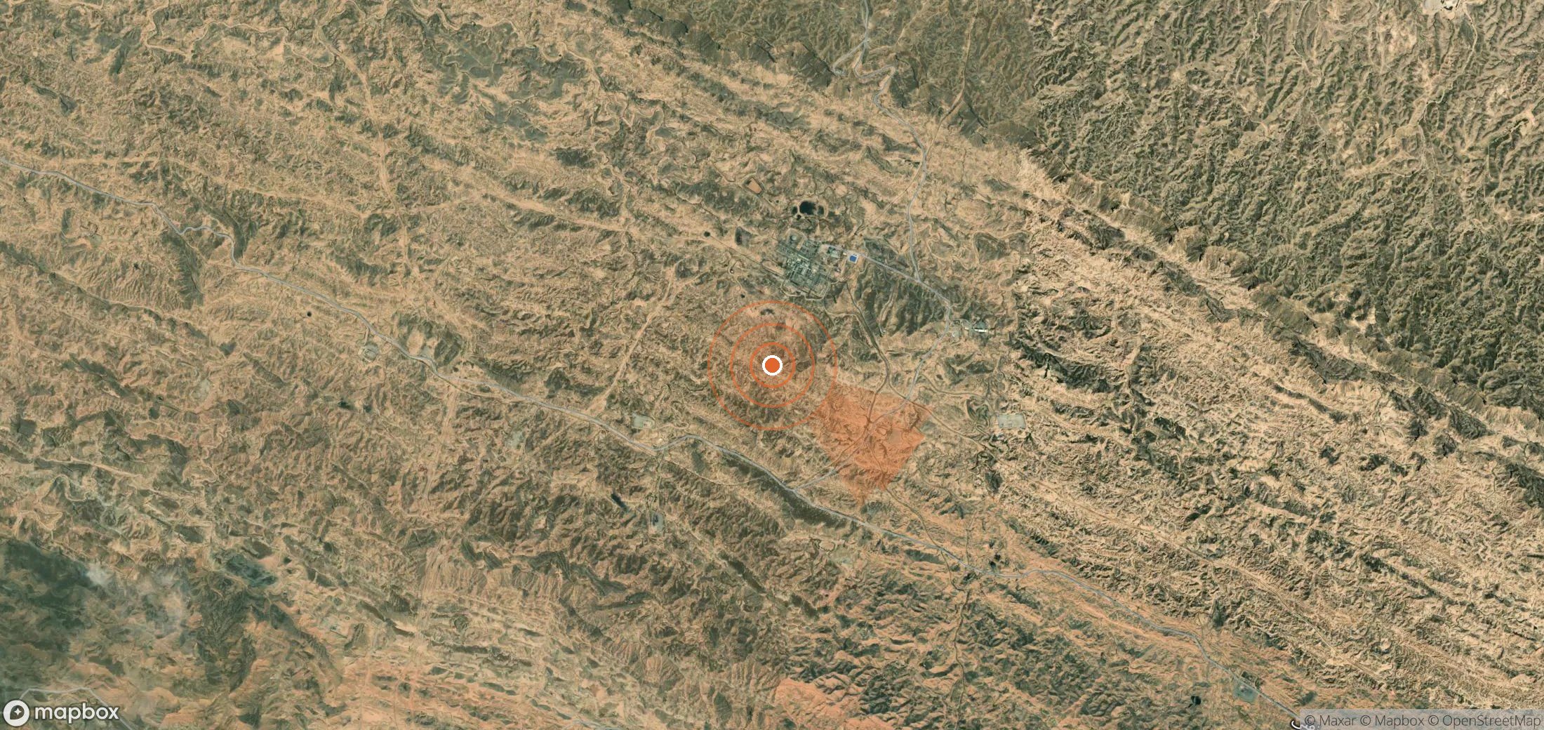 Mapa satelital de plumas de metano en Irán