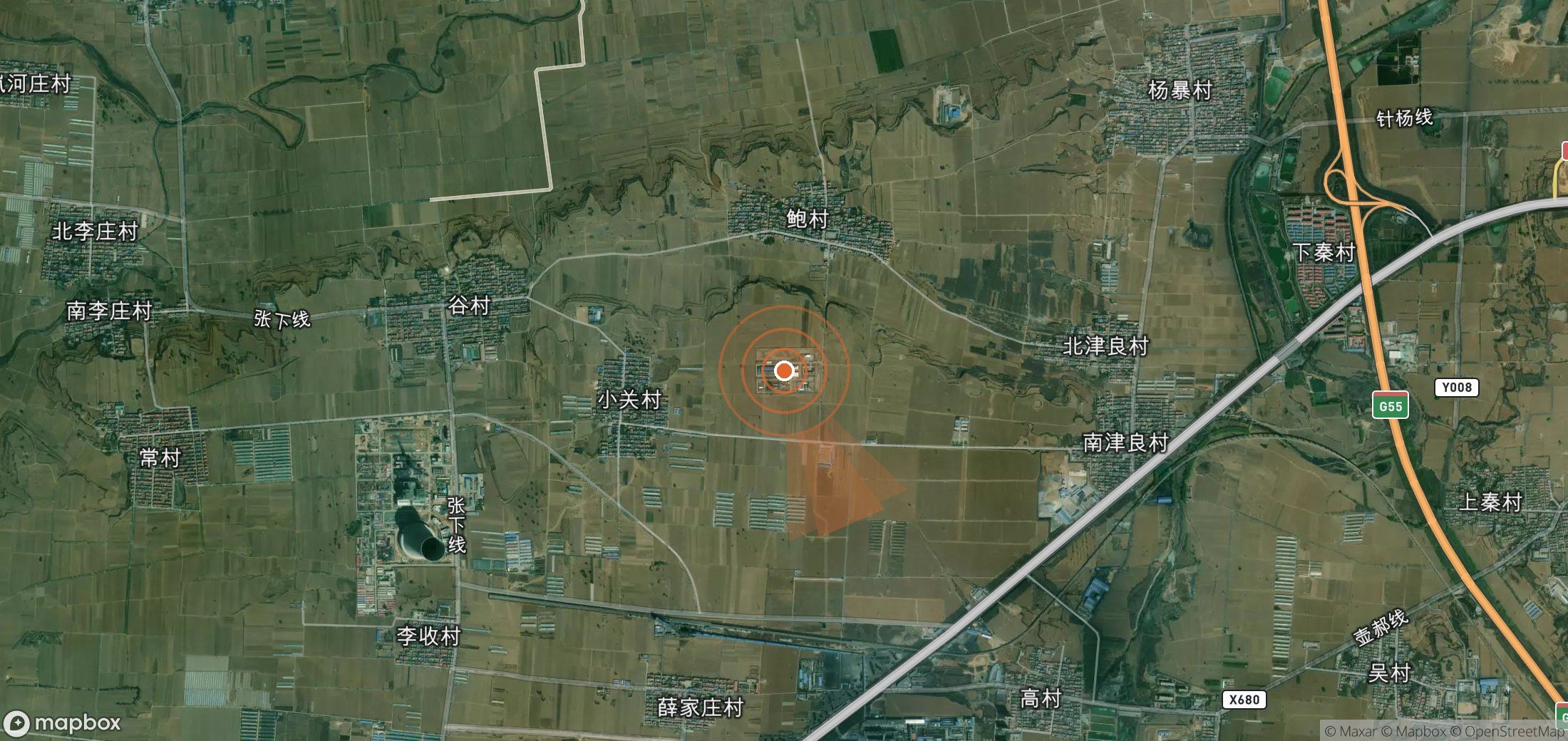 Satellite map of methane plume locations in China