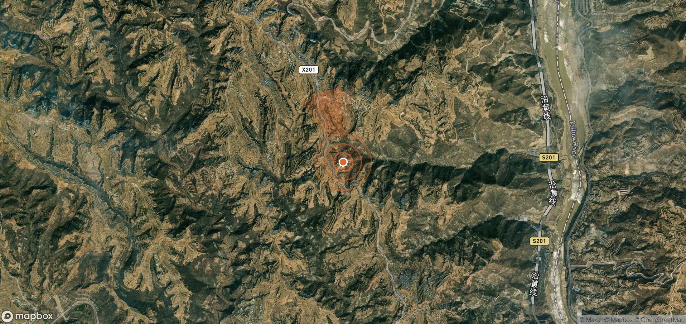 Satellite map of methane plume locations in China