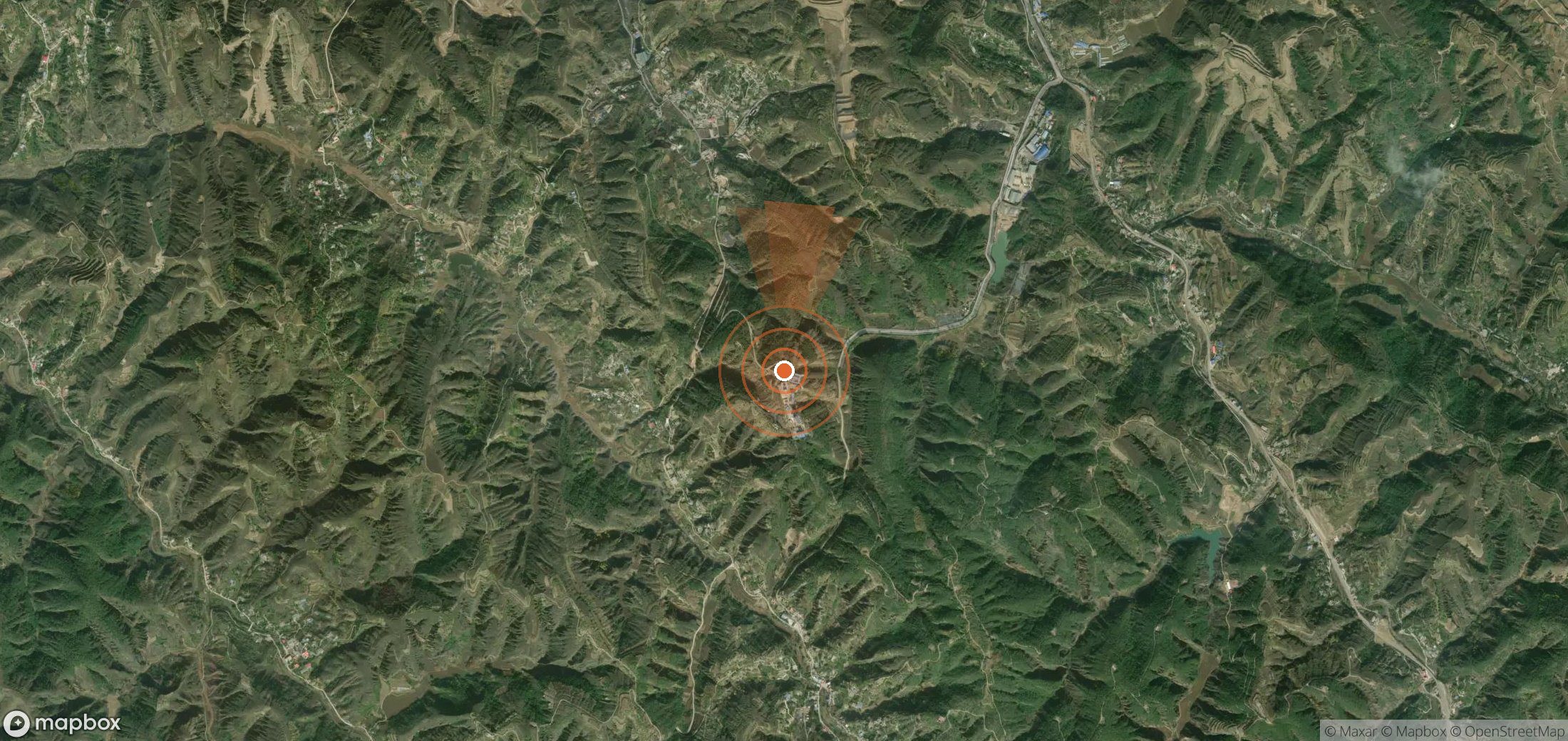 Satellite map of methane plume locations in China
