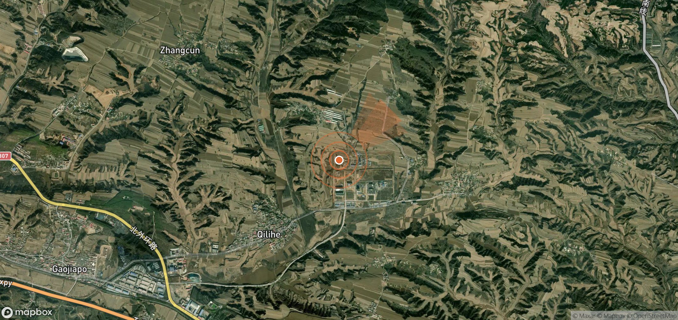 Satellite map of methane plume locations in China